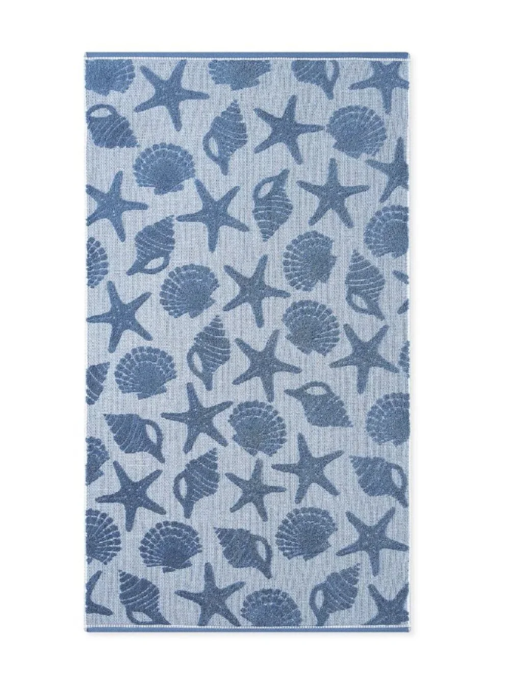 brand new Caro Home Seashore Pique BATH Towel in Silvery Nautical Ocean Blue